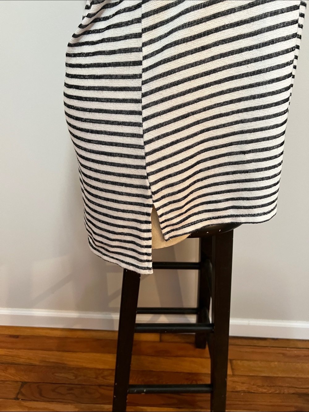 Christopher & Banks Black & White Striped Sleeveless Tunic High Low Hem Top - Picture 6 of 13